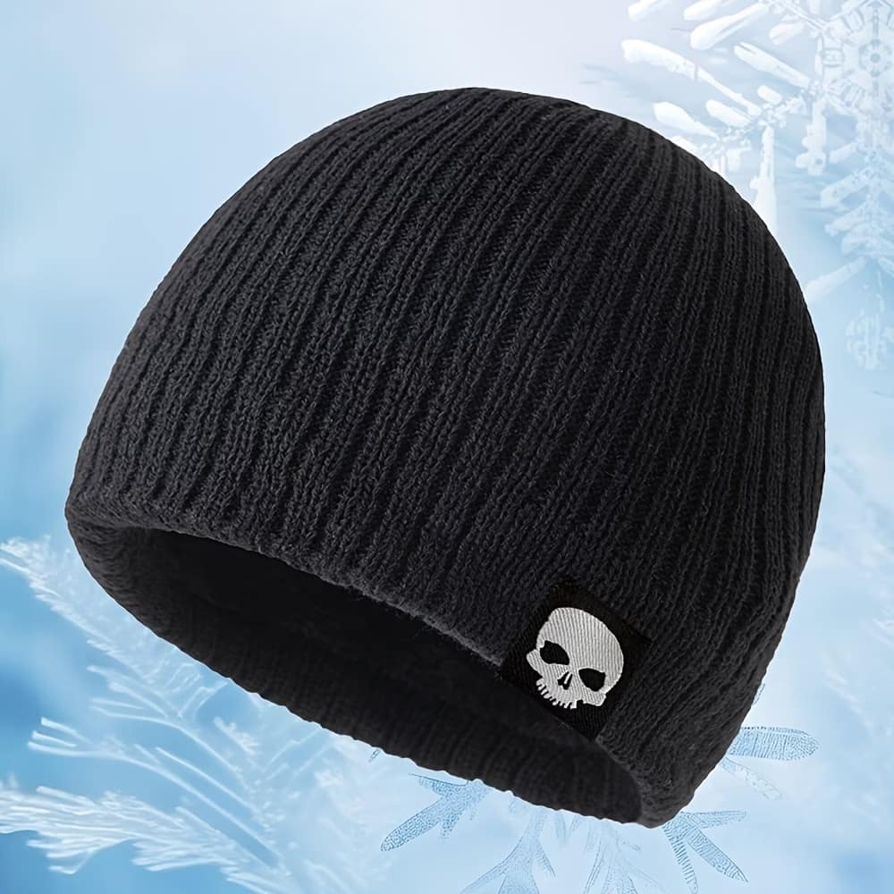 Woven Winter Beanie with Skull
