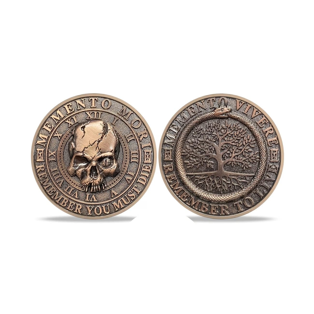 "Memento Mori Relief Skull" Challenge Coin